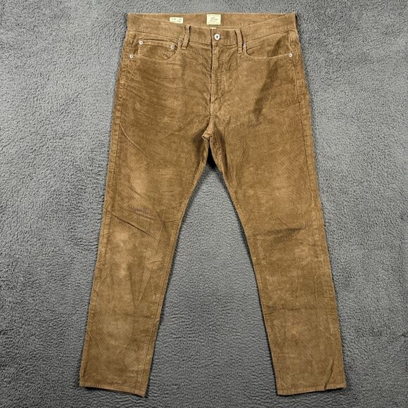 J Crew Pants Mens 35x32 Brown 770 Straight Fit Corduroy 5 Pocket Trouser Preppy - Picture 1 of 14